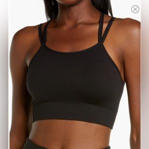 Zella Black Lotus Double Strap Sports Bra Size Medium NWT